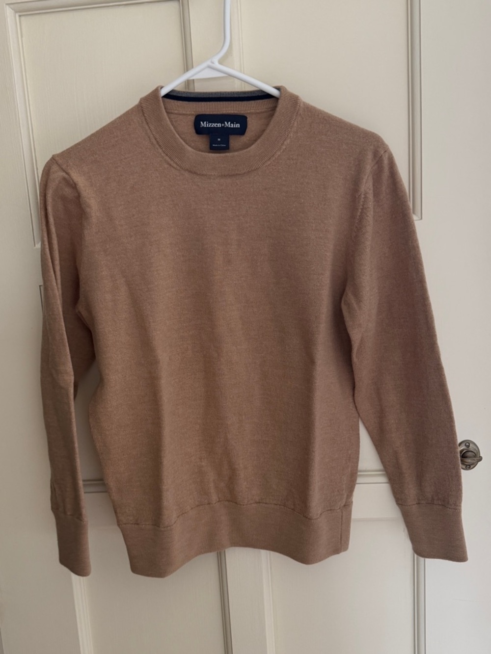 Mizzen+Main Men's Crewneck Sweater in Light Brown/Tan